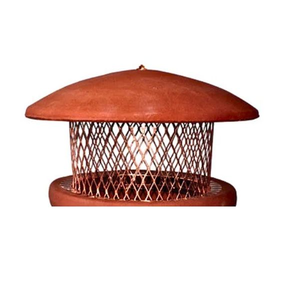12" Copper Chimney Pot Topper w Round Clay Lid - Clearance