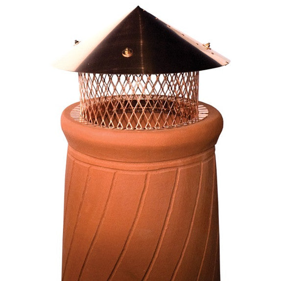 Copper Chimney Pot Rain Cap with Cone Lid