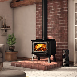 Black Cast Iron Structural Style Leg Kit with Ash Drawer, Black Door Overlay
