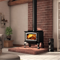 Black Cast Iron Leg with Ash Drawer Kit, Brushed Nickel Door Overlay