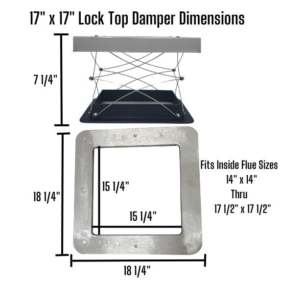 トップス liten Airy Structure Lock Top Chimney Damper | Top Mount Chimney Damper Cap - Rockford