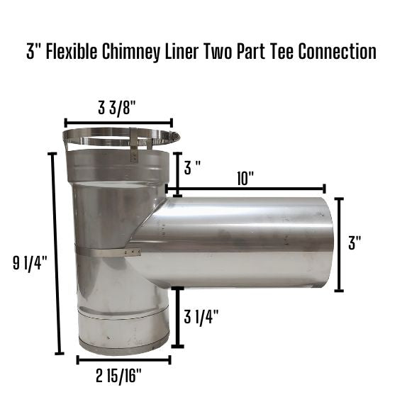 Chimney Tee Connector with 10 Inch Snout Take Off for Flexible Liners