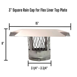 Square Chimney Rain Cap, Top Plate Mount