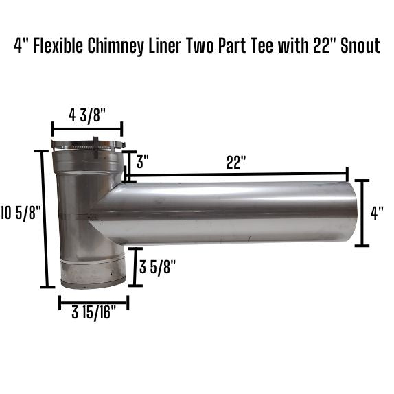 Chimney Tee Connector with 22 Inch Snout for Flexible Chimney