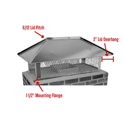 Top Mount Chimney Cap with Hip and Ridge Lid