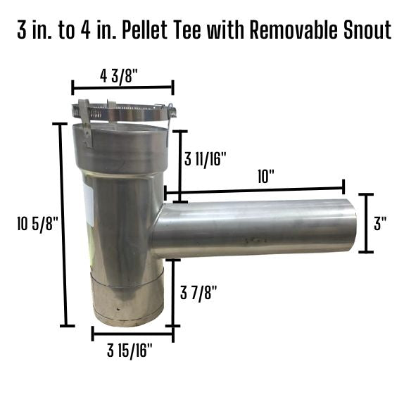 3 in. to 4 in. Pellet Tee with Removable Snout