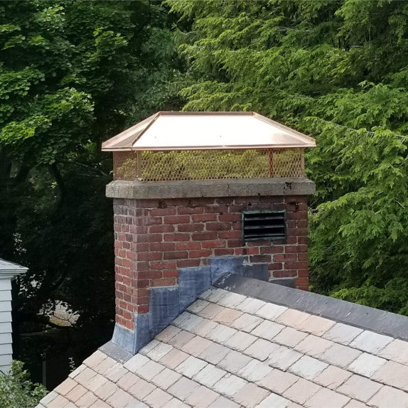 Copper Multi Flue Chimney Cap with Hip & Ridge Lid, Top Mount ...