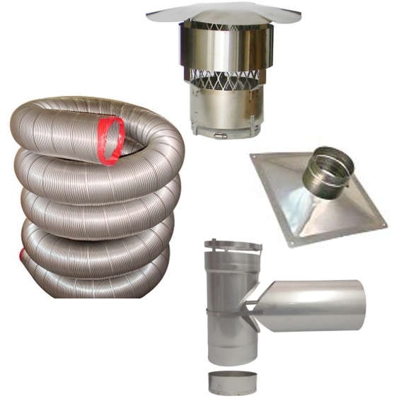 5 in. x 15 ft. 316Ti Stainless Steel Chimney Liner Kit with Tee Connector