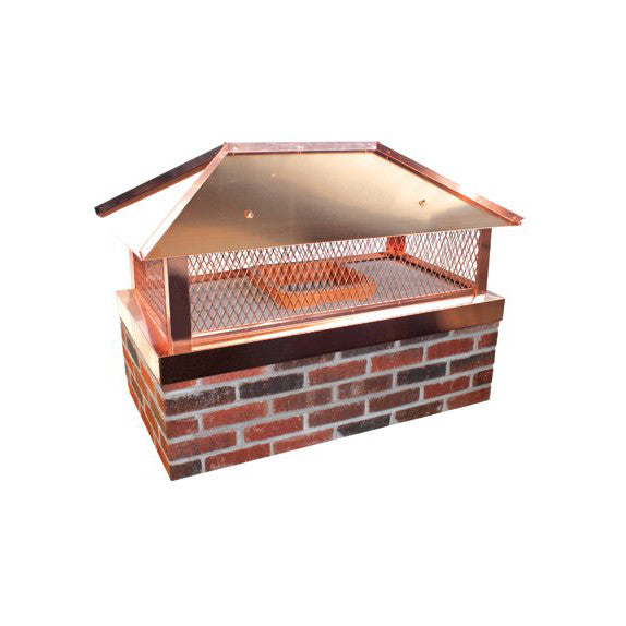 Copper Multi-Flue Cap with Hip and Ridge Lid, Outside Mount