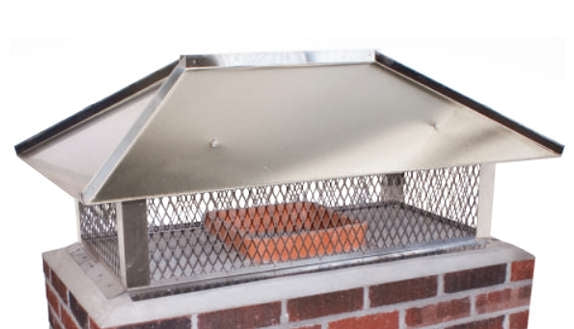 Stainless Steel Multi-Flue Cap with Hip and Ridge Lid, Top Mount